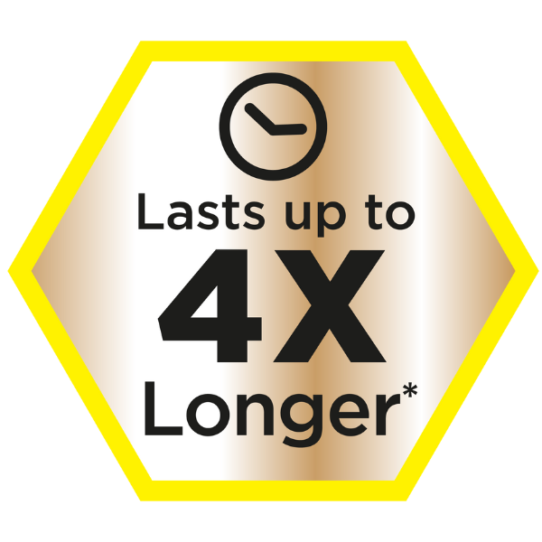 badge which says the wipers last up to 4 times longer